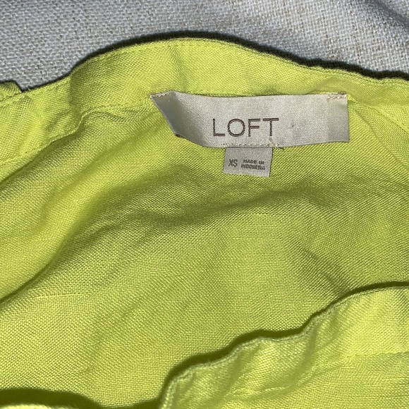XS LOFT Neon Green Loft Linen Blend Mini Dress - Picture 4 of 6